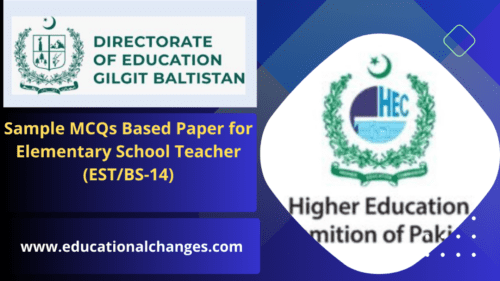 Sample MCQs Based Paper for EST ( BS-14) Education Department GB